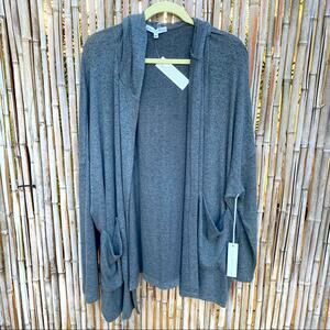 Young Fabulous & Broke Moss grey long line slouchy Cardigan Sweater hoodie Sz M
